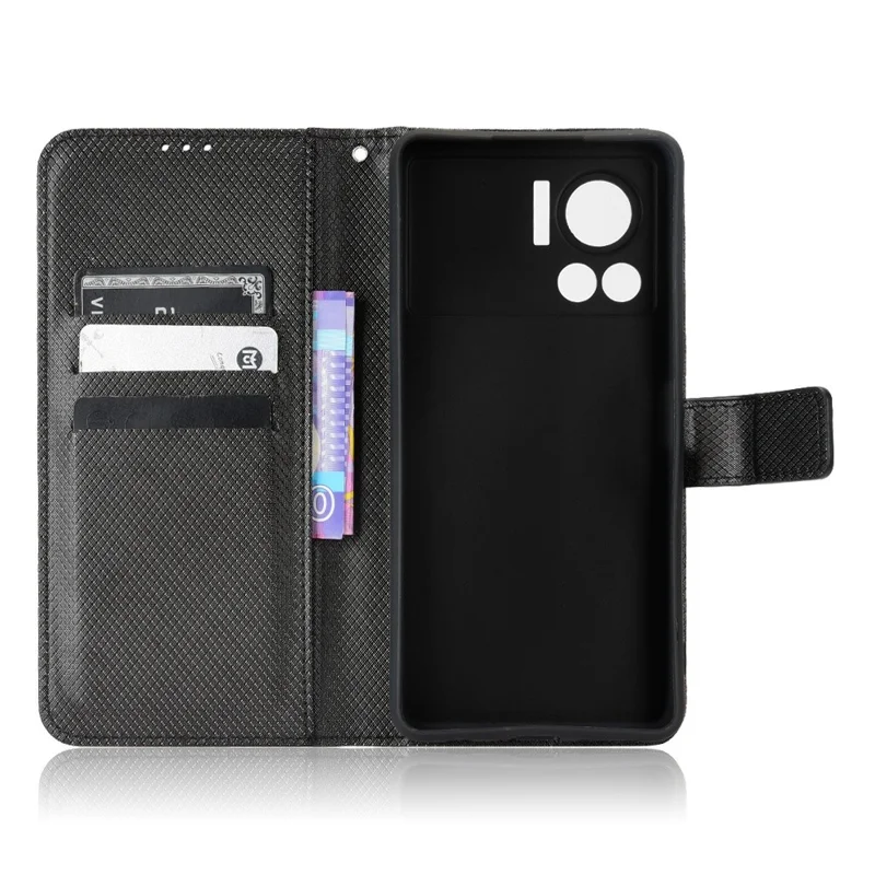 Für Infinix Note 12 VIP 4G / X672 Diamant-Textur PU-Leder-Handyhülle Anti-Schock-Stand-Flip-Wallet-Cover mit Gurt – Schwarz
