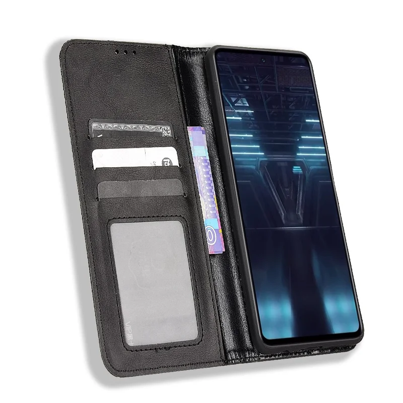 For Infinix Note 12 VIP X672 4G Vintage PU Leather Scratch-Resistant Phone Case Stand Drop-Proof Shell with Wallet - Black