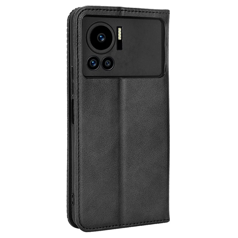 For Infinix Note 12 VIP X672 4G Vintage PU Leather Scratch-Resistant Phone Case Stand Drop-Proof Shell with Wallet - Black