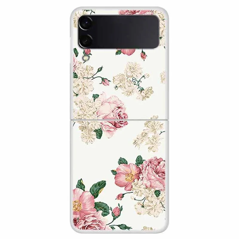 For Samsung Galaxy Z Flip4 5G Pattern Printing Phone Case Drop-proof Hard PC Back Cover - Flowers