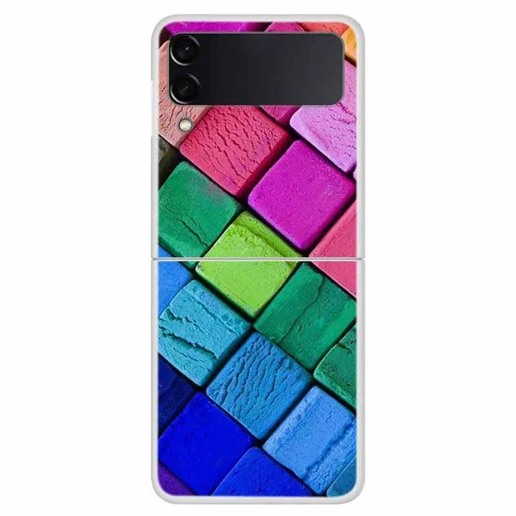 Für Samsung Galaxy Z Flip4 5G Muster-Drucktelefon-Gehäuse Stoßfestes hartes PC-Rückabdeckung - Farbiger Block
