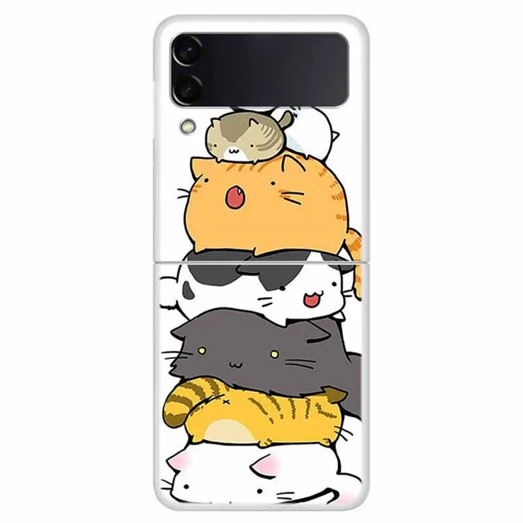 Per Samsung Galaxy Z Flip4 5G Stampa a motivi Design Back Shell Protezione antiurto Hard PC Phone Case - Gatti impilati