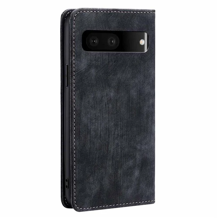Anti-scratch Phone Case For Google Pixel 7 5G, PU Leather Flip Wallet Stand RFID Blocking Magnetic Phone Cover - Black