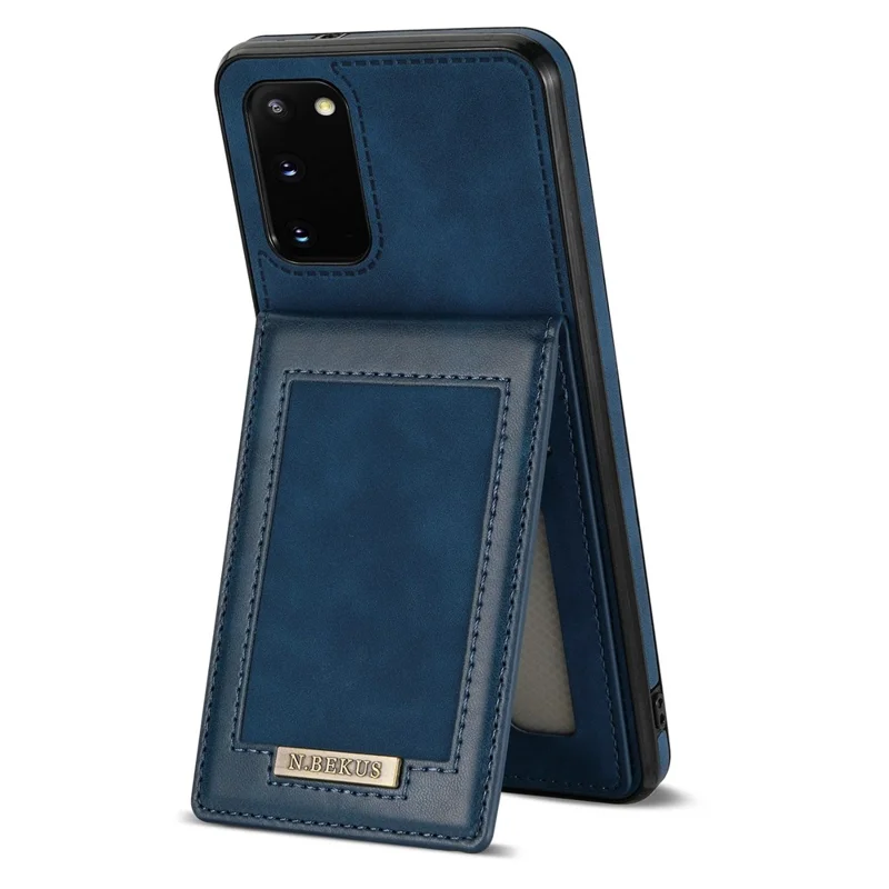 N.BEKUS Anti-fall Phone Case For Samsung Galaxy S20 FE / S20 FE 5G / S20 FE 2022 / S20 Lite, Vertical Card Holder Kickstand PU Leather+TPU RFID Blocking Phone Cover - Blue