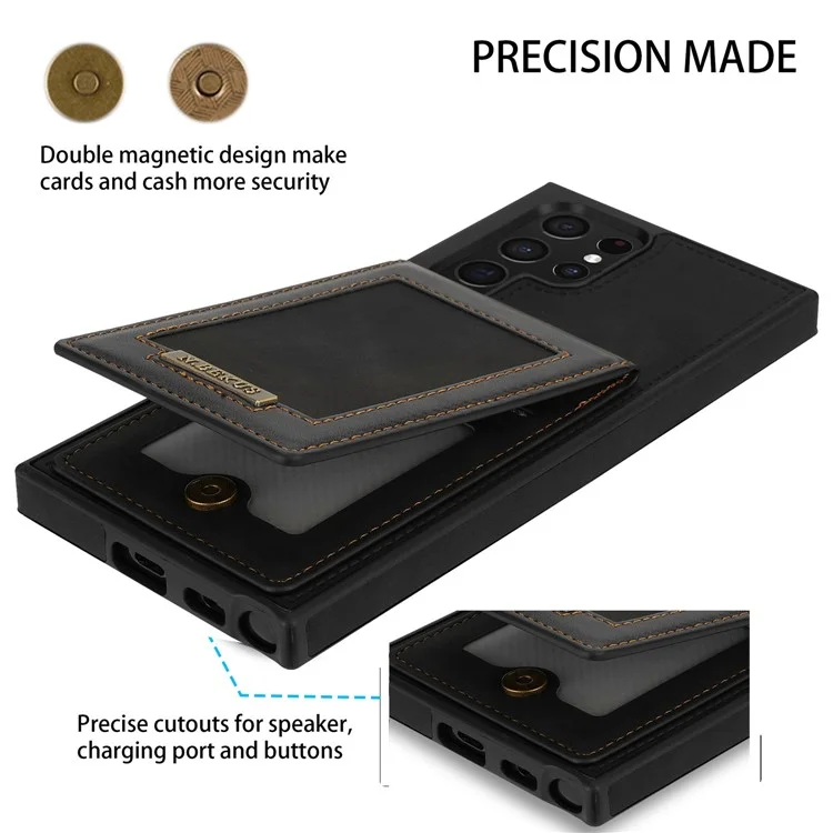 n. Bekus Für Samsung Galaxy S22 Ultra 5G Schocksicher Vertikaler Telefonkartenhalter Kickstand PU Leder+tpu RFID Blockierende Anti-wear-telefonabdeckung - Schwarz