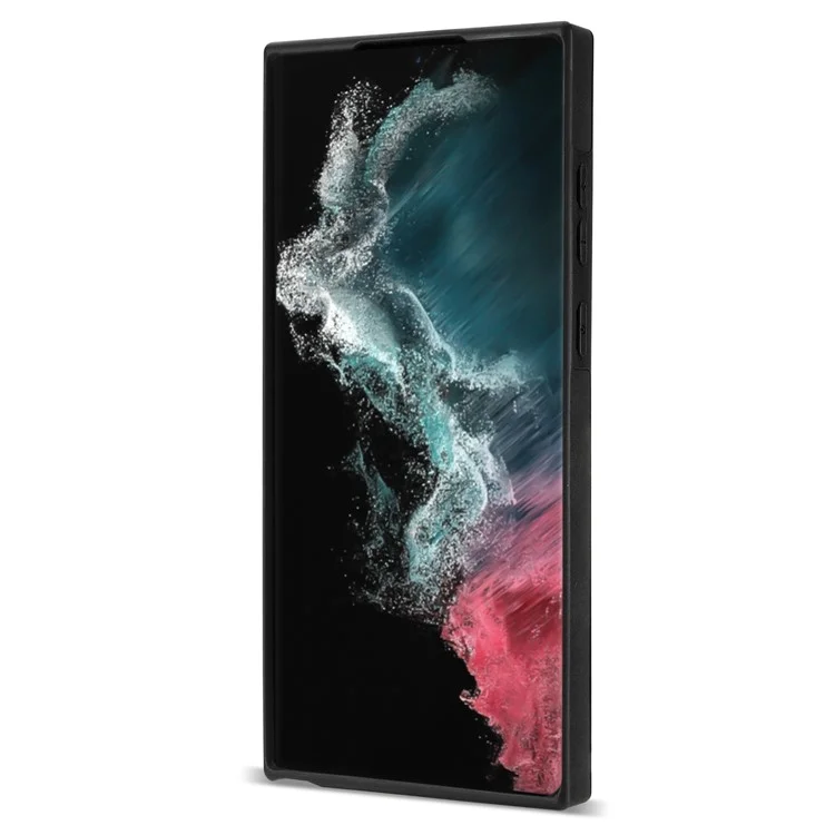 n. Bekus Für Samsung Galaxy S22 Ultra 5G Schocksicher Vertikaler Telefonkartenhalter Kickstand PU Leder+tpu RFID Blockierende Anti-wear-telefonabdeckung - Schwarz