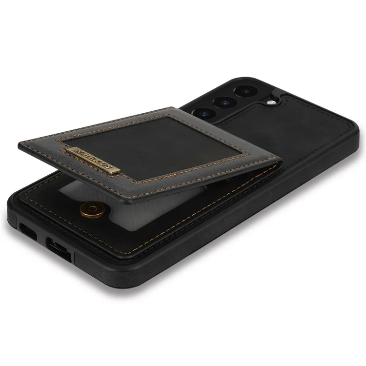 n. Bekus Anti-drop Phone Case Для Samsung Galaxy S22 5G, Хорошо Защищенная Кожа Pu+tpu RFID Блокирующая Крышка Телефона Вертикальное Держатель Карты Kickstand - Черный