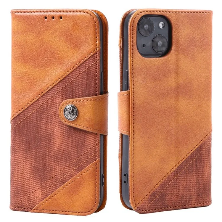 Para Iphone 14 Max 6.7 Pulgadas Folio Flip PU Cuero Case de Cuero Crazy Horse Textura Supulando la Cubierta Del Teléfono Protector Con Soporte de Billetera - Marrón