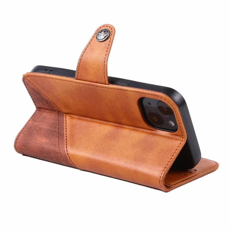 Para Iphone 14 Max 6.7 Pulgadas Folio Flip PU Cuero Case de Cuero Crazy Horse Textura Supulando la Cubierta Del Teléfono Protector Con Soporte de Billetera - Marrón