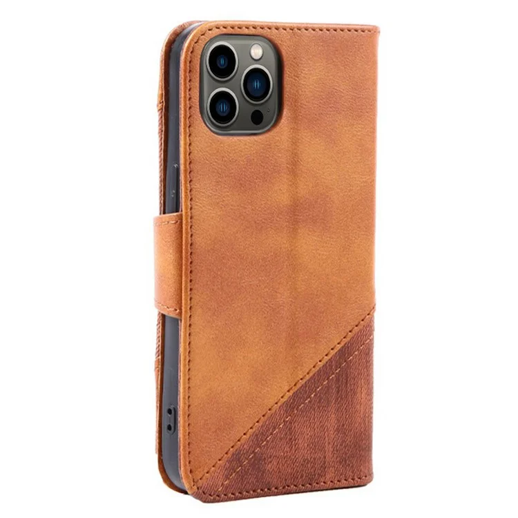 Crazy Horse Texture Splicing Case Pour Iphone 14 Pro Max 6,7 Pouces, PU en Cuir Polyvalent de Protection Polyvalente du Portefeuille Couvercle de Téléphone - Brun