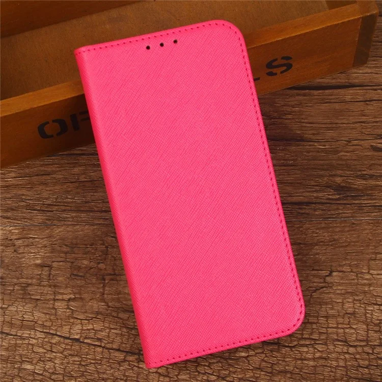 For iPhone 13 Pro Max 6.7 inch Anti-scratch PU Leather Magnetic Wallet Phone Case Cross Texture Stand Protective Cover - Pink