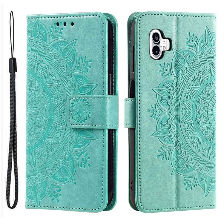Per Niente Telefono (1) 5g Mandala Fiore di Portafoglio Impronta Del Portafoglio in Pelle Completamente Avvolta Per Telefono Cover Del Telefono - Verde