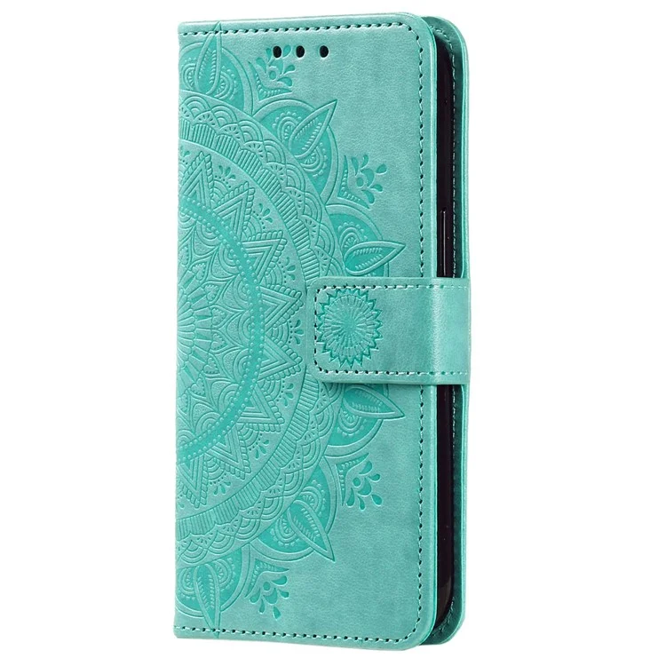 Per Niente Telefono (1) 5g Mandala Fiore di Portafoglio Impronta Del Portafoglio in Pelle Completamente Avvolta Per Telefono Cover Del Telefono - Verde