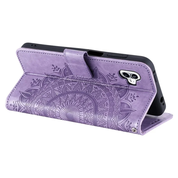 Für Motorola Moto G62 5G Buchstil Mandala Blumenmuster Geprägtes Brieftaschengehäuse PU Leder -telefonständer Cover - Violett