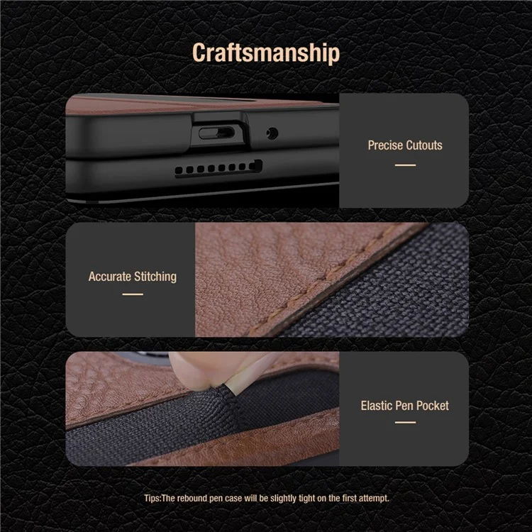 NILLKIN para Samsung Galaxy Z Fold4 5G Funda de teléfono de protección completa de PU Leather + PC con ranura para bolígrafo - Marrón