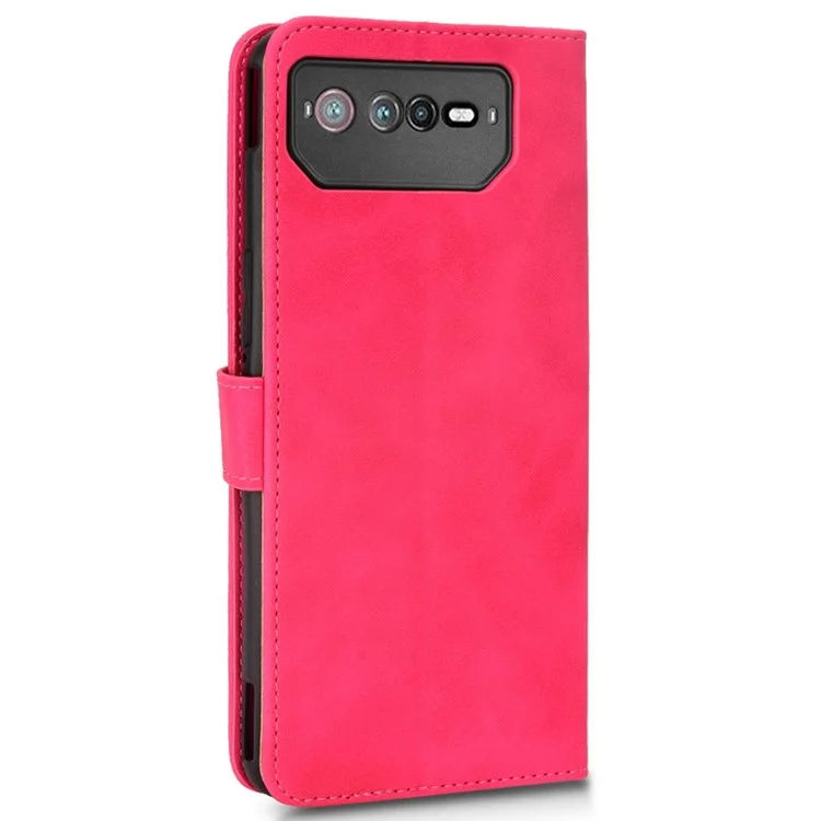 Cubierta de Teléfono Para Sensación de Toque de Piel Para Asus ROG Phone 6 5G, PU Cuero Magnetic Cuase de Billetera Con Correa - Rojo