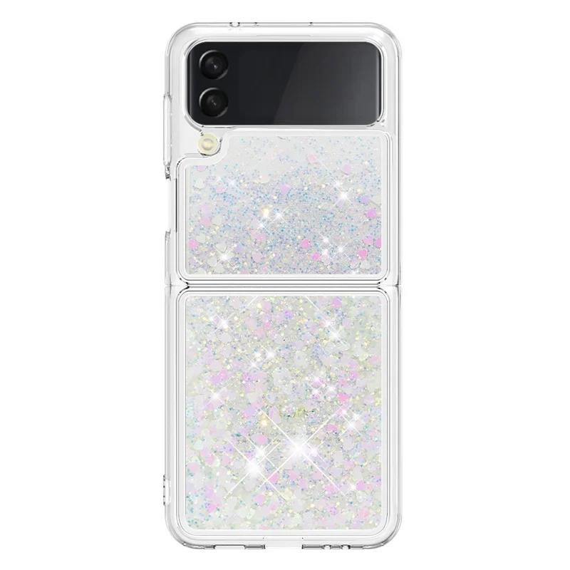 For Samsung Galaxy Z Flip4 5GTPU Case Glitter Quicksand Shockproof Phone Back Cover - Laser  /  Hearts
