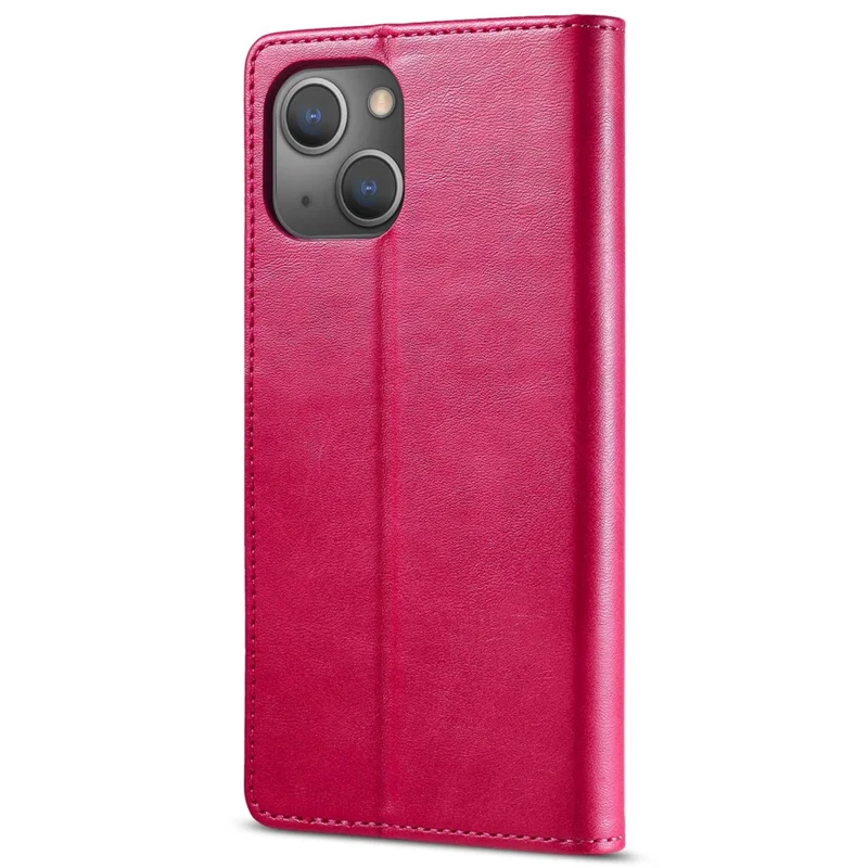 LC.IMEEKE For iPhone 14 6.1 inch Flip Folio Book PU Leather Case Wallet Stand Shockproof TPU Inner Shell Phone Cover - Rose