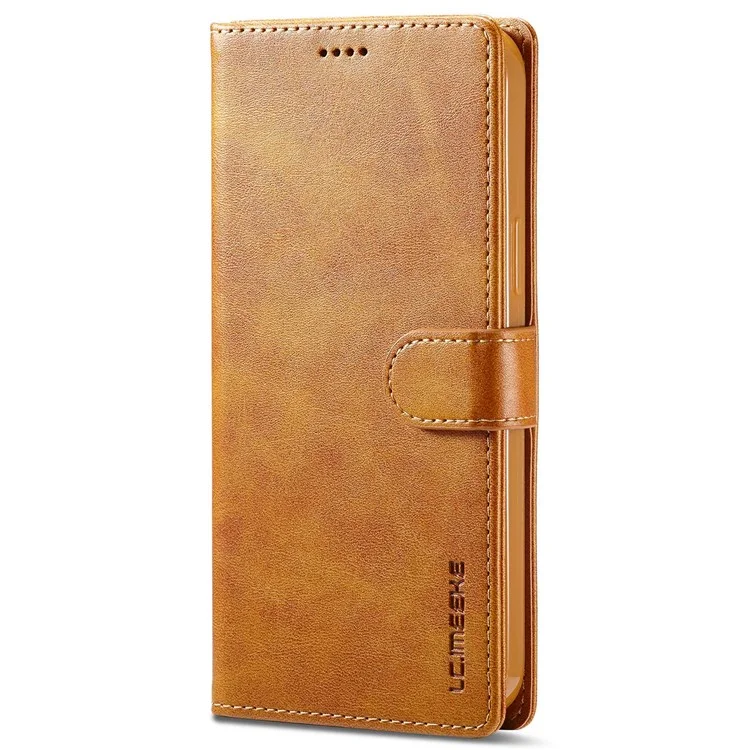 LC.IMEEKE For iPhone 14 Pro 6.1 inch PU Leather Flip Folio Case Wallet Style Magnetic Closure Stand Cover - Light Brown