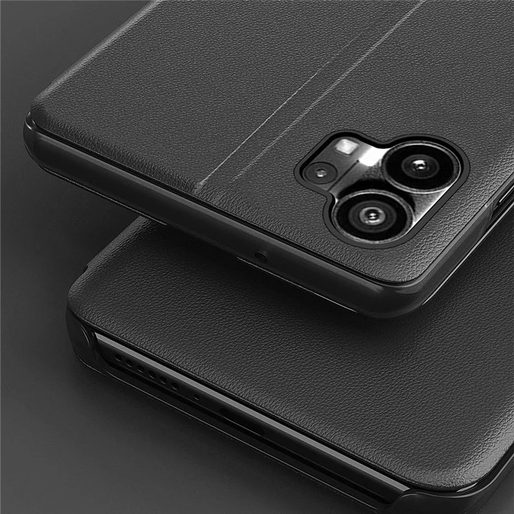 For Nothing Phone (1) 5G Phone Case Folio Flip PU Leather Stand Cover - Black