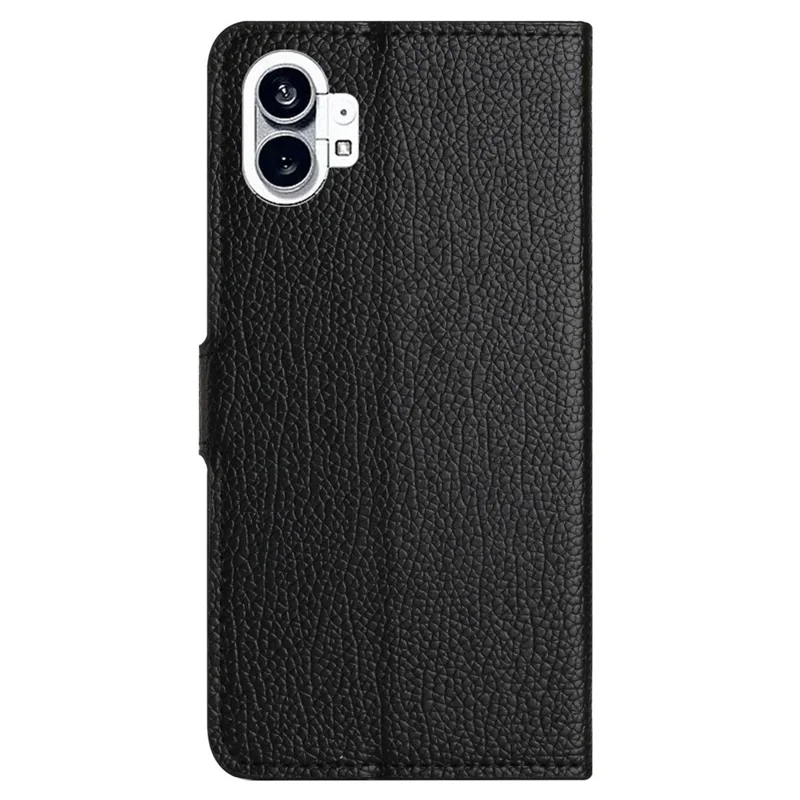 For Nothing phone (1) 5G PU Leather Flip Wallet Case Stand Anti-drop Litchi Texture Magnetic Phone Cover - Black