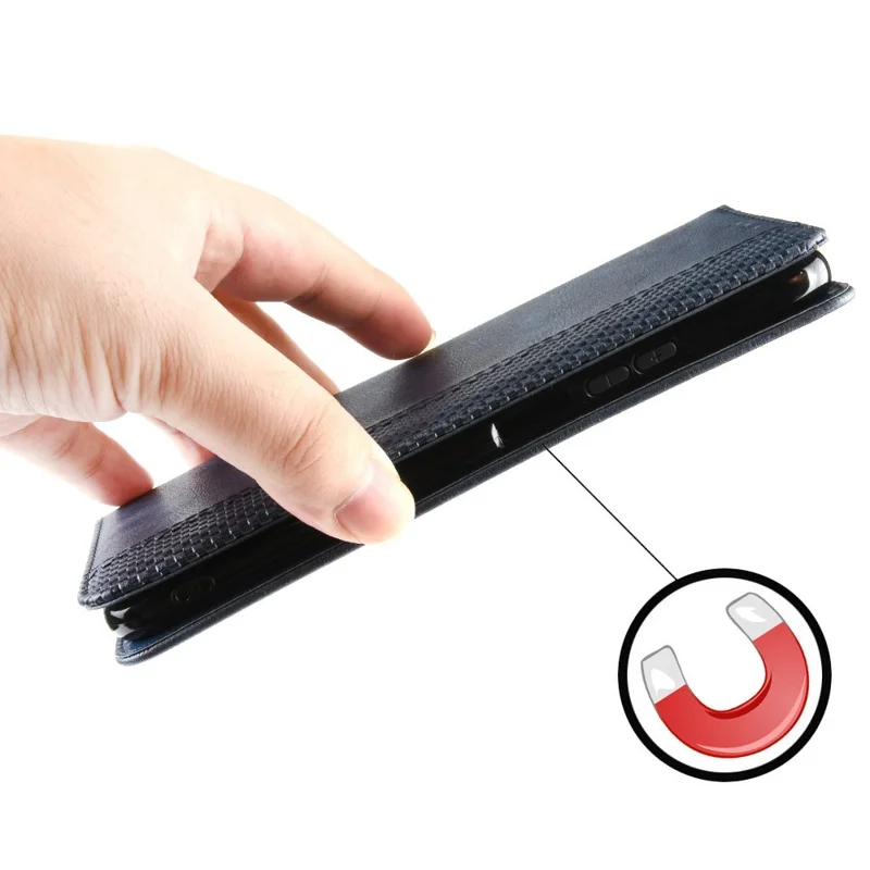 For Nothing phone (1) 5G Stand Function Vintage PU Leather Wear-resistant Cell Phone Case Shell with Wallet - Blue