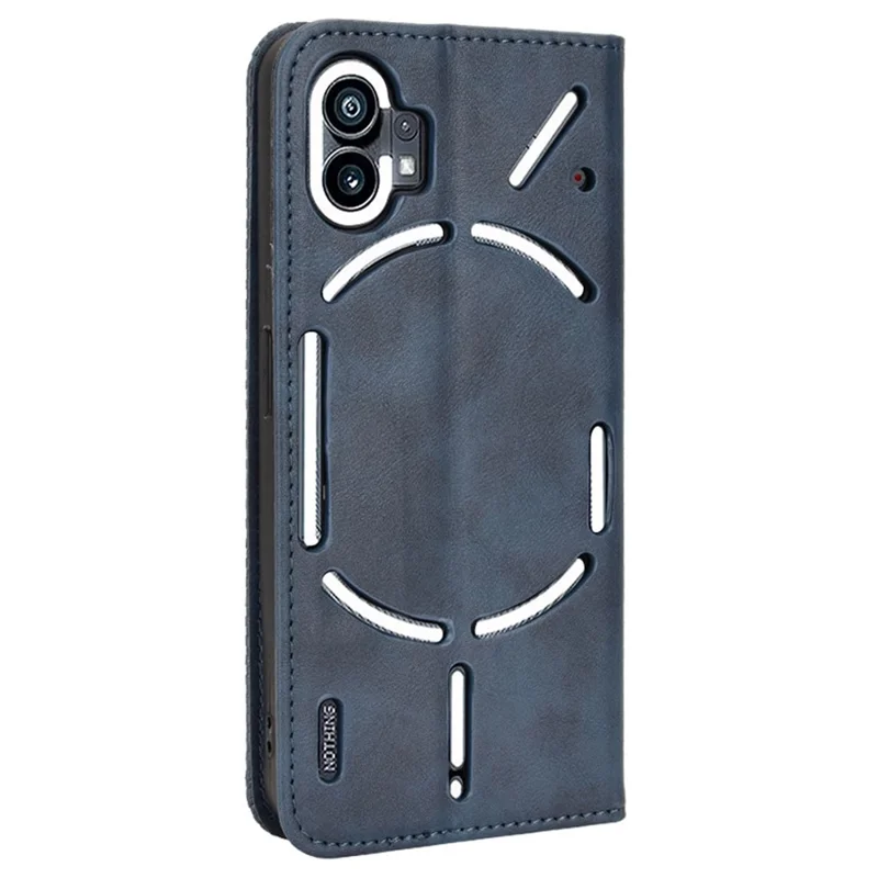 For Nothing phone (1) 5G Stand Function Vintage PU Leather Wear-resistant Cell Phone Case Shell with Wallet - Blue