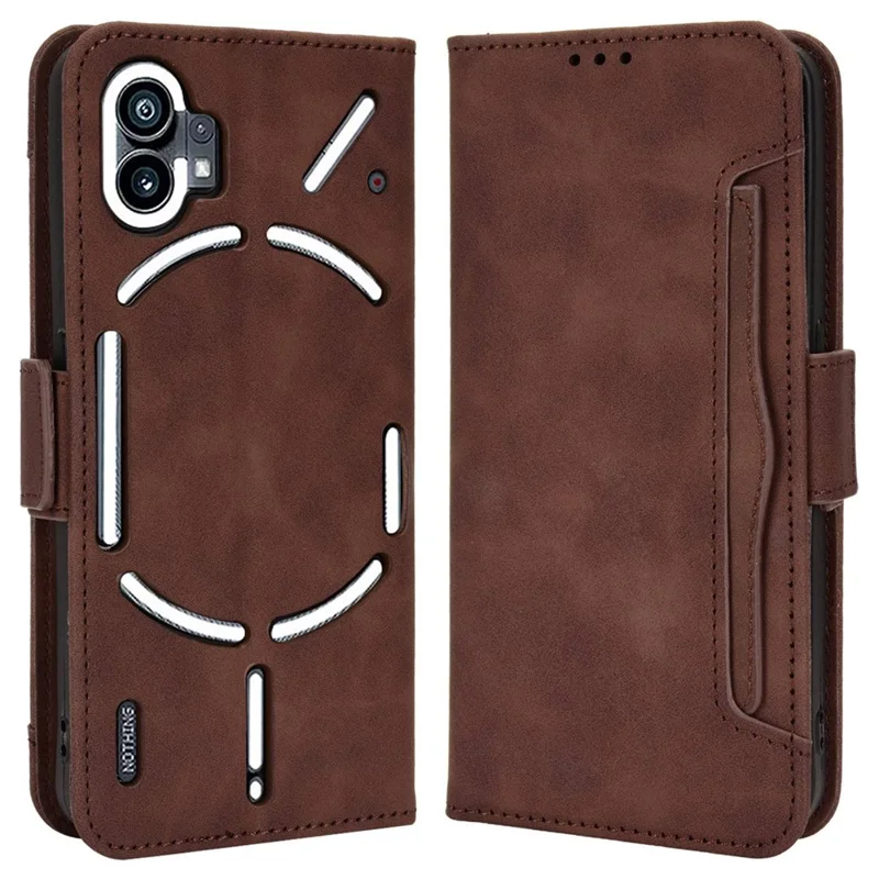 Phone Case for Nothing phone (1) 5G, PU Leather Multiple Card Slots Wallet Feature Full Body Protection Cover with Stand - Brown