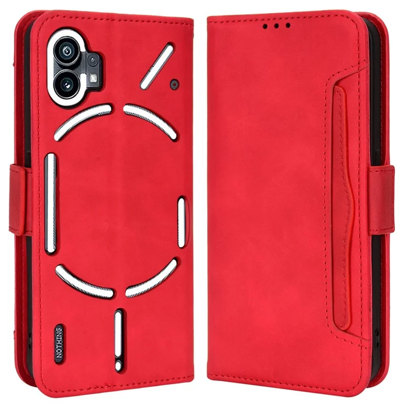Phone Case for Nothing phone (1) 5G, PU Leather Multiple Card Slots Wallet Feature Full Body Protection Cover with Stand - Red