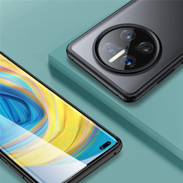 Para Huawei Mate 50 Pro Armor Series Hard PC Back Soft TPU Phone Case Reinforced Corner Shock-Absorbing Back Cover - Translucent