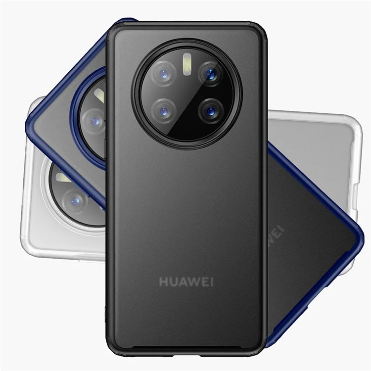 Para Huawei Mate 50 Pro Armor Series Hard PC Back Soft TPU Phone Case Reinforced Corner Shock-Absorbing Back Cover - Translucent