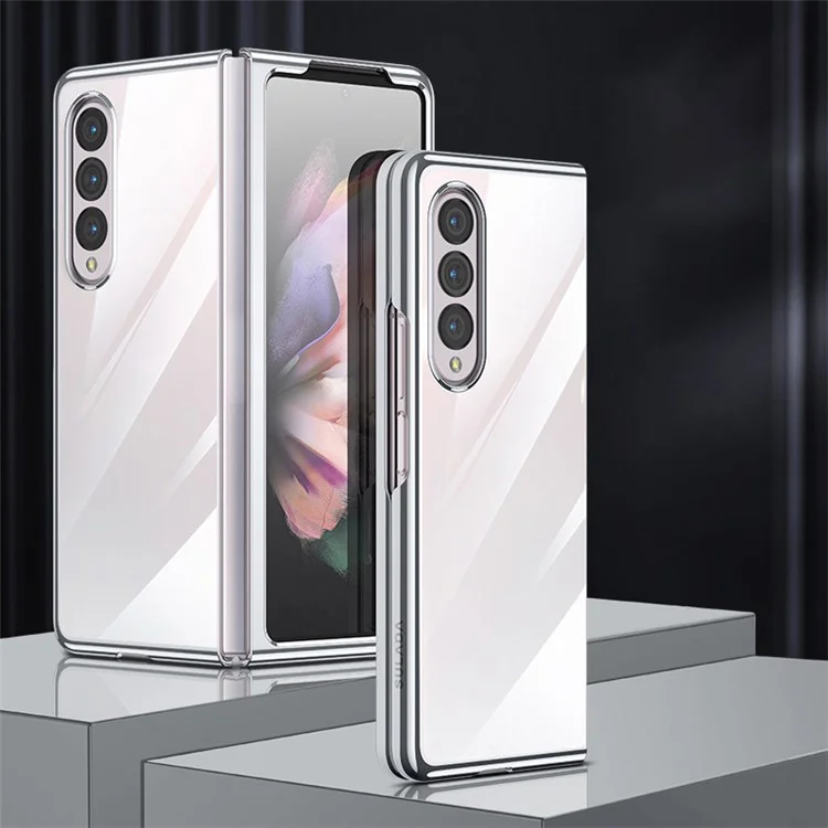 SULADA For Samsung Galaxy Z Fold4 5G Clear Folding Phone Case Electroplating Anti-Yellow Hard Phone Back Cover - Silver