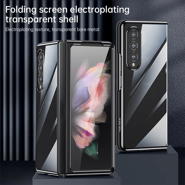 SULADA For Samsung Galaxy Z Fold4 5G Clear Folding Phone Case Electroplating Anti-Yellow Hard Phone Back Cover - Silver