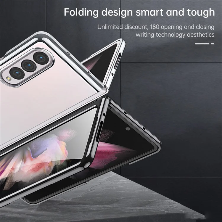 SULADA For Samsung Galaxy Z Fold4 5G Clear Folding Phone Case Electroplating Anti-Yellow Hard Phone Back Cover - Silver