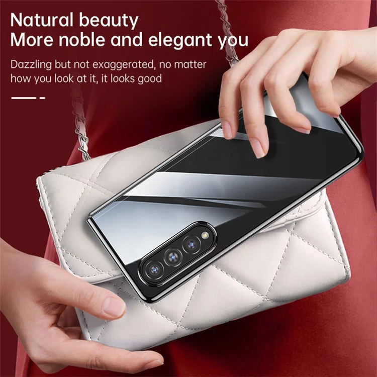 SULADA For Samsung Galaxy Z Fold4 5G Clear Folding Phone Case Electroplating Anti-Yellow Hard Phone Back Cover - Silver