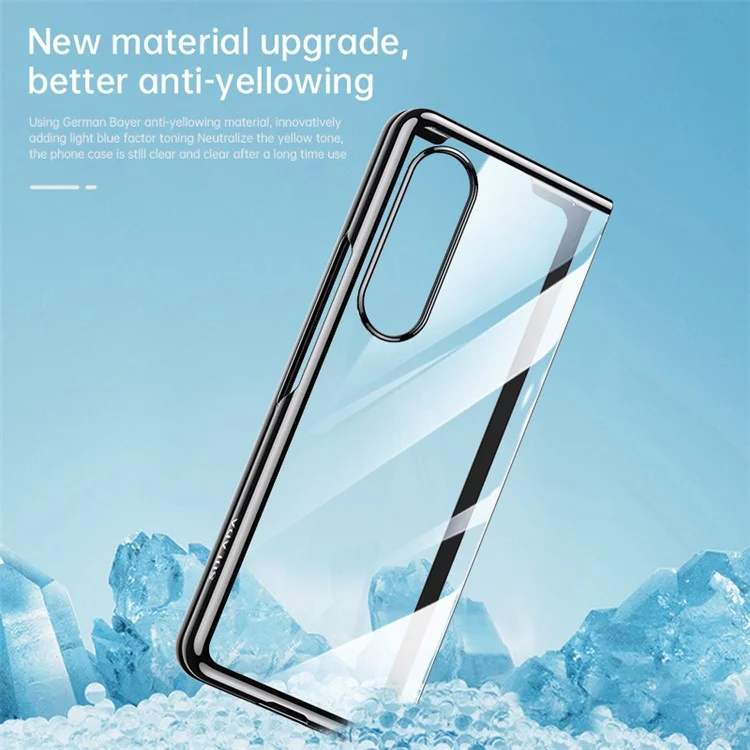 SULADA For Samsung Galaxy Z Fold4 5G Clear Folding Phone Case Electroplating Anti-Yellow Hard Phone Back Cover - Silver