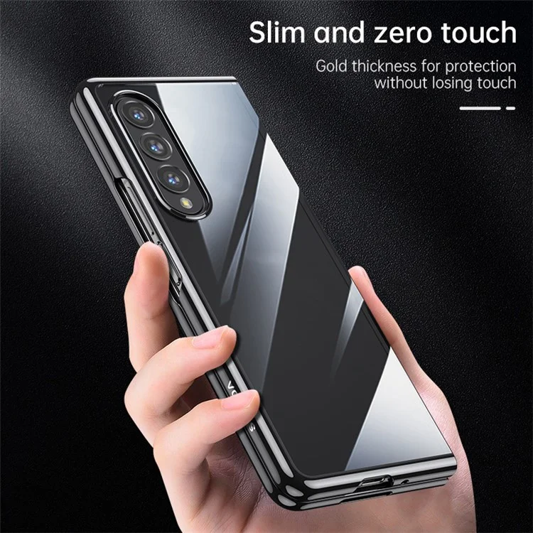 SULADA For Samsung Galaxy Z Fold4 5G Clear Folding Phone Case Electroplating Anti-Yellow Hard Phone Back Cover - Silver