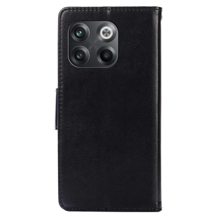For OnePlus 10T 5G / Ace Pro 5G Texture PU Leather Wallet Flip Case Folio Book Design Magnetic Closure Stand Protective Cover - Black