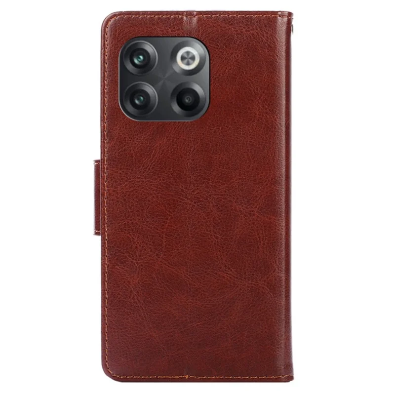For OnePlus 10T 5G / Ace Pro 5G Texture PU Leather Wallet Flip Case Folio Book Design Magnetic Closure Stand Protective Cover - Brown