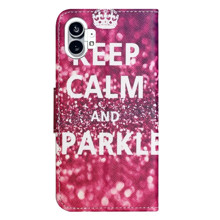 For Nothing phone (1) 5G Pattern Printing Phone Case Cross Texture PU Leather Hands-free Stand Wallet Folio Flip Cover - Keep Calm and Sparkle