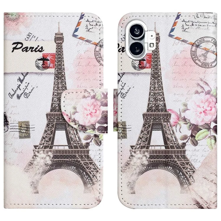 For Nothing phone (1) 5G Pattern Printing Phone Case Cross Texture PU Leather Hands-free Stand Wallet Folio Flip Cover - Tower