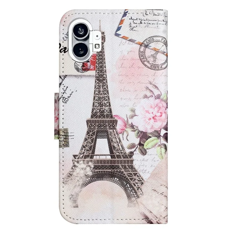 For Nothing phone (1) 5G Pattern Printing Phone Case Cross Texture PU Leather Hands-free Stand Wallet Folio Flip Cover - Tower