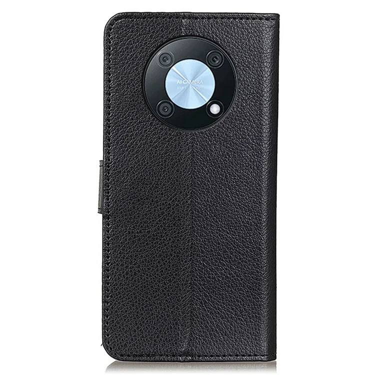 For Huawei nova Y90 4G Litchi Texture PU Leather Shockproof Phone Case Wallet Stand Protective Cover - Black