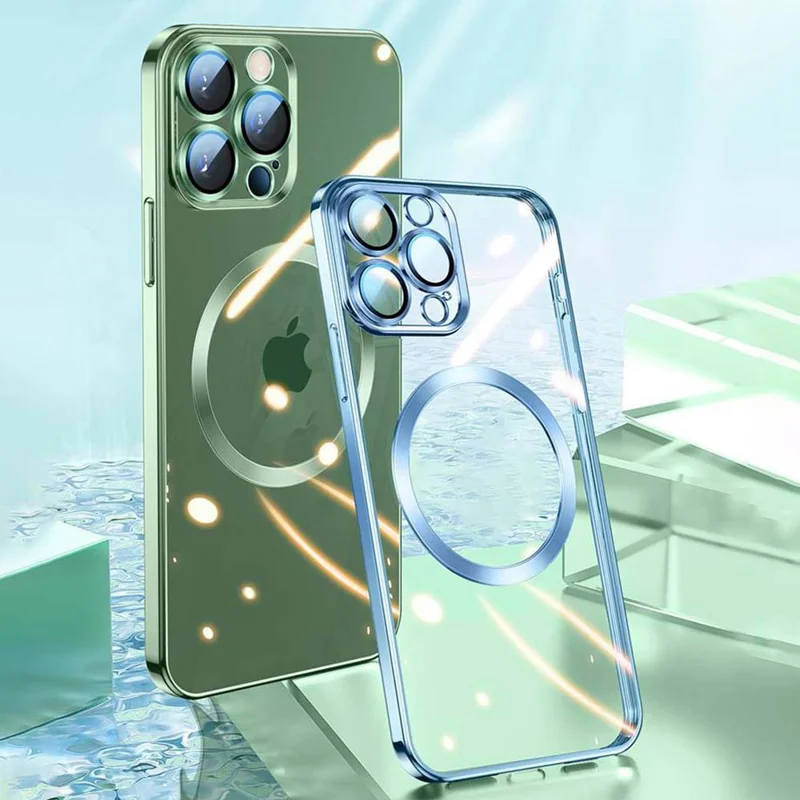 YOOBAO For iPhone 13 Pro 6.1 inch Anti-scratch Camera Protection Phone Case Shockproof Clear Silicone Cover Support Wireless Magnetic Charge - Green