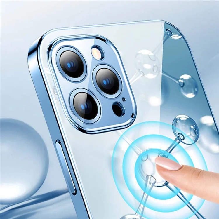 Yoobao Für Iphone 13 Pro 6,1 Zoll Gerade Kanten-silikon-hülle Anti-drogen-elektroplatten-telefonabdeckung - Baby Blau