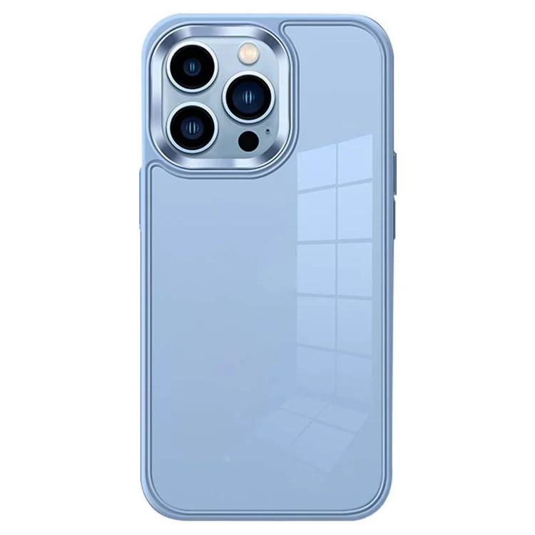Yoobao Für Iphone 13 Pro Max 6,7 Zoll Acryl + TPU Drop-proof-telefonhülle Transparent Abdeckung Mit Metallkamera-objektivrahmen - Baby Blau