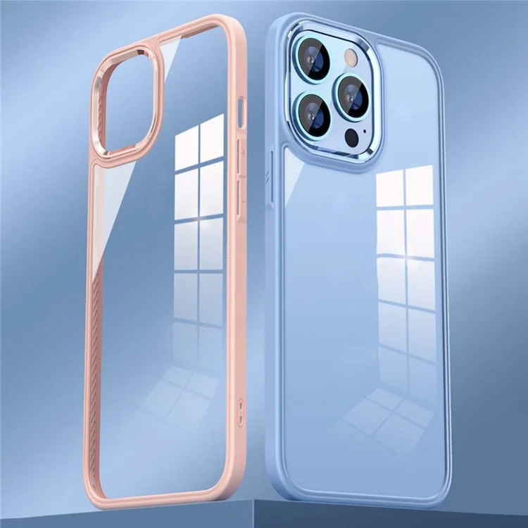 Yoobao Für Iphone 13 Pro Max 6,7 Zoll Acryl + TPU Drop-proof-telefonhülle Transparent Abdeckung Mit Metallkamera-objektivrahmen - Baby Blau