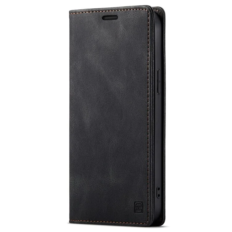 AUTSPACE A01 Series For iPhone 14 Pro Max 6.7 inch Retro Matte PU Leather Phone Full Protection Case RFID Blocking Cover with Stand Wallet - Black