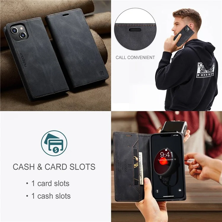 Serie AUTSPACE A01 Para Iphone 14 6.1 Pulgadas Case de Teléfonos Móvil - Negro