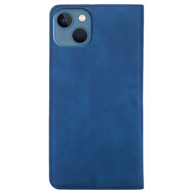 Para Iphone 14 Max 6.7 Pulgadas Anti-caída de la Piel Touch Case de Teléfono Adsorción Magnética PU Flip Cover Soport Stand Stop - Azul